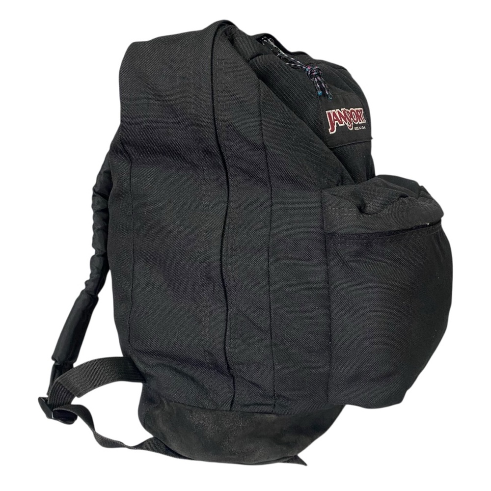 Jansport 90s Leather Bottom Backpack Rare Black On Black Vintage 90s Made In USA - Picture 7 of 10